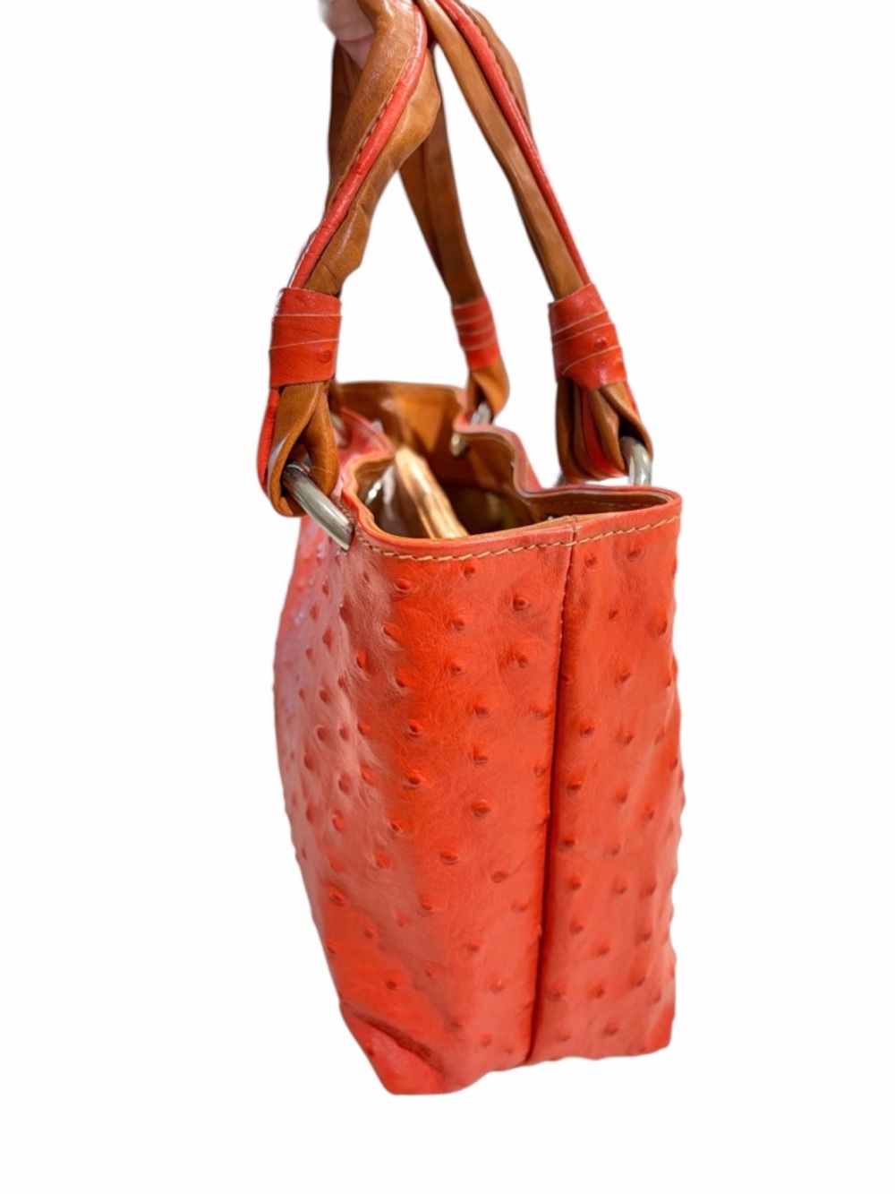 Ostrich-embossed petite leather handbag by Cecconi Piero Made in Italy - Picture 4 of 14